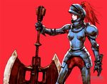  armor axe castlevania castlevania:_portrait_of_ruin genderswap genderswap_(mtf) gloves helmet huge_weapon knight long_hair matsukeshi official_art old_axe_armor ponytail profile red_eyes red_hair simple_background solo standing warrior weapon 