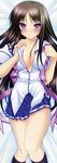  absurdres blush breasts brown_hair highres hoshino_miyako huge_filesize inuzumi_masaki large_breasts long_image purple_eyes school_uniform solo step_x_steady tall_image undressing 