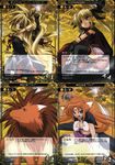  animal animal_ears arf artist_request bankett bardiche blonde_hair card_game fate_testarossa fox_ears highres lyrical_nanoha magic_circle mahou_shoujo_lyrical_nanoha multiple_girls partially_translated red_hair tail translation_request 