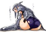  armor ass blush boots breastplate dr.p gauntlets huge_ass long_hair pauldrons richelle silver_hair solo thigh_boots thighhighs torn_clothes translated valkyrie_profile valkyrie_profile_2 