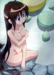  absurdres afloat artist_request bath blue_eyes breast_hold breasts brown_hair cleavage covering highres kappa large_breasts long_hair nagasarete_airantou nude onsen scan scan_artifacts sitting soaking_feet suzu_(nagasarete_airantou) toono_(nagasarete_airantou) very_long_hair water 
