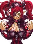  blood breasts chain cleavage collar eyepatch hat large_breasts long_hair original pointy_ears red_hair solo tongue torigoe_takumi yellow_eyes 