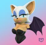  2019 3d_(artwork) 3d_bust blue_eyes breasts cleavage clothed clothing digital_media_(artwork) fur gradient_background rouge_the_bat simple_background sonic_(series) sorok17 white_fur wings 