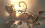  animal_ears artist_request ass bed blonde_hair blue_eyes boots cat_ears final_fantasy final_fantasy_xi gloves highres mithra nude red_mage solo tail undressing wallpaper widescreen 