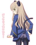  angry animal_ears ass cat_ears from_behind gaou long_hair looking_back pantyhose perrine_h_clostermann solo strike_witches tail they're_not_panties translated world_witches_series 