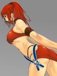  artist_request breasts choker karin_koenig large_breasts pencil_skirt ponytail red_hair shadow_hearts shadow_hearts_ii skirt solo underboob 