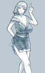  bad_id bad_pixiv_id breasts cleavage copyright_request date_ryuuji dress earrings huge_breasts jewelry monochrome ponytail solo 