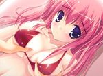  amane_sou bikini breast_grab breast_squeeze breasts game_cg grabbing himemiya_arisu large_breasts non-web_source pastel pink_hair purple_eyes solo_focus swimsuit wet yuki_usagi 