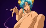  animated animated_gif breasts carrera come_hither dark_skin demon_girl green_hair horns medium_breasts nail_polish nude pointy_ears red_eyes red_nails solo spread_legs succubus tail viper viper_gts 