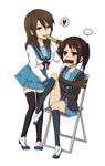  bdsm bondage bound femdom gag gagged genderswap genderswap_(mtf) improvised_gag kita_high_school_uniform koizumi_itsuki koizumi_itsuki_(female) kyonko miwa_(artist) multiple_girls school_uniform suzumiya_haruhi_no_yuuutsu tape tape_gag thighhighs yuri 