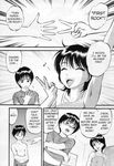  1girl brother_and_sister closed_eyes comic copyright_request greyscale hard_translated highres monochrome one_eye_closed rock_paper_scissors short_hair siblings translated undressing yoryuumushi_(rpg_company) 