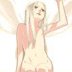  androgynous angel angel_wings blonde_hair flat_chest hijiri_rei long_hair lowres nude original solo wings 
