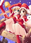  absurdres aqua_eyes bell blonde_hair christmas happiness! hat highres hiiragi_anri kamisaka_haruhi ko~cha long_hair multiple_girls panties santa_costume underwear white_panties windmill_(company) 