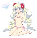  bad_id bad_pixiv_id barefoot blue_eyes cloud_hair covering covering_breasts flat_chest hazuki_(pacco) kneeling long_hair nia_teppelin panties side-tie_panties smile solo tengen_toppa_gurren_lagann topless twintails underwear 