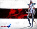  3d breasts cleavage dark_skin devil_may_cry devil_may_cry_4 gloria_(devil_may_cry) high_heels medium_breasts shoes solo thighhighs tsuchibayashi_makoto wallpaper white_hair yoshikawa_tatsuya 