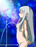  breasts closed_eyes copyright_request kyuu_(pinpo) lactation long_hair lowres medium_breasts nude silver_hair solo 