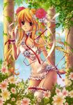  absurdres blonde_hair copyright_request drill_hair flower frills garters hair_flower hair_ornament highres lens_flare long_hair nishiwaki_yuuri plant ribbon see-through solo thighhighs twintails vines 