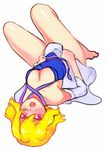  bad_id bad_pixiv_id barefoot blonde_hair breasts cleavage dress gundam gundam_seed gundam_seed_destiny kitayama large_breasts lying open_mouth red_eyes short_hair solo stellar_loussier 