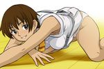  all_fours armpit_peek blue_eyes brown_hair haruyama_kazunori mikomoto_sayaka panties real_drive short_hair skirt skirt_lift solo underwear 