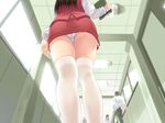  back book brown_hair from_below game_cg hallway panties pantyshot school school_uniform shimai_kyoushi_donburi solo_focus sumomo_kpa thighhighs underwear upskirt 