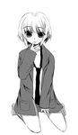  blazer bottomless copyright_request eryu greyscale jacket monochrome necktie open_clothes open_shirt shirt solo 