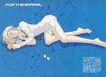  barefoot bottomless breasts cleavage for_the_barrel frau_bow glasses gundam koyama_shigeto long_legs lying shirt short_hair sleeves_rolled_up small_breasts solo white_hair 