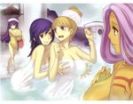  amarie_jerhad ar_tonelico ar_tonelico_ii bath blonde_hair blue_hair breast_grab breasts brown_eyes chroche_latel_pastalie cleavage closed_eyes cocona_vatel covering dark_skin facial_mark grabbing highres impossible_towel large_breasts long_hair luca_truelywaath multiple_girls nagi_ryou naked_towel non-web_source nude_cover official_art onsen pink_hair purple_eyes purple_hair soup_(ar_tonelico) tattoo towel water wet yellow_eyes 
