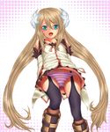  aqua_eyes boots brown_hair fang knee_boots long_hair marta_lualdi panties rokuichi striped striped_panties tales_of_(series) tales_of_symphonia tales_of_symphonia_knight_of_ratatosk thighhighs twintails underwear very_long_hair 