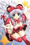  absurdres akira_(usausa) animal_ears breasts cleavage copyright_request covered_nipples highres large_breasts long_hair ribbon solo thighhighs 