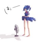  bad_id bad_pixiv_id blue_hair cirno electric_fan fanning_crotch fanning_self long_legs mikazuki_sara ribbon short_hair solo touhou 