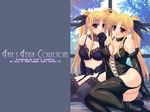  black_legwear blonde_hair boots bow bra bustier choker collar corset dual_persona elbow_gloves fate_testarossa garter_belt garters genshi gloves hair_bow highres lace laces latex latex_boots latex_gloves lingerie long_hair lyrical_nanoha mahou_shoujo_lyrical_nanoha mahou_shoujo_lyrical_nanoha_strikers multiple_girls thigh_boots thighhighs time_paradox twintails underwear wallpaper 