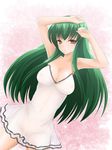 bad_id bad_pixiv_id bangs blush breasts c.c. camisole cleavage code_geass green_hair large_breasts long_hair see-through shima-shuu solo yellow_eyes 