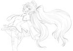  absurdres bad_id bad_pixiv_id greyscale hatsune_miku highres lineart long_hair monochrome solo sts thighhighs twintails vocaloid zettai_ryouiki 