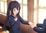  amamiya_minato bad_hands black_hair blush brown_eyes fingers hands holding_hand holding_hands jewelry k-on! long_hair nakano_azusa neck_ribbon out_of_frame proposal putting_on_jewelry red_ribbon ribbon ring school_uniform solo_focus surprised twintails 