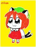  :3 animal_ears bkub cat_ears cat_tail chen earrings hat jewelry multiple_tails short_hair simple_background solo stickam tail touhou 