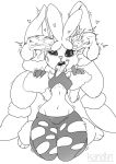  anthro balls black_and_white cum_in_ear disembodied_penis ear_penetration female kandlin kneeling looking_pleasured lopunny male monochrome navel nintendo penetration penis pok&eacute;mon pok&eacute;mon_(species) simple_background sketch solo tongue tongue_out video_games white_background 