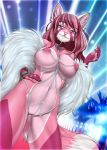  2018 5_fingers amur anthro areola breasts digital_media_(artwork) feline fur hair mammal nipples pink_fur pussy red_hair 