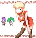  3girls :x artist_request blonde_hair blue_eyes breasts chibi china_dress chinese_clothes cleavage dress large_breasts macross macross_frontier matsuura_nanase multiple_girls ranka_lee sheryl_nome thighhighs 