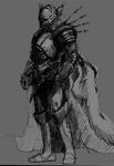  armor greyscale knight lowres male_focus monochrome solo 