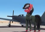  absurd_res aircraft airplane brown_hair clothed clothing day detailed_background dustbowl_dune equine fan_character female feral hair hi_res hooves horse machine mammal my_little_pony pony rodrigues404 sky smile solo 