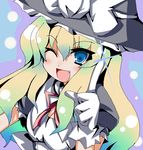  blonde_hair blue_eyes kirisame_marisa oborotsuki_kakeru oekaki one_eye_closed solo touhou 