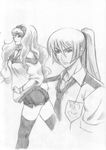  1girl artist_request greyscale long_hair macross macross_frontier monochrome saotome_alto sheryl_nome sketch thighhighs 