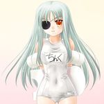  ayato cinque_(nanoha) eyepatch long_hair lyrical_nanoha mahou_shoujo_lyrical_nanoha_strikers name_tag numbers_(nanoha) one-piece_swimsuit school_swimsuit solo swimsuit white_school_swimsuit white_swimsuit 