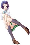  kneehighs plaid plaid_skirt sairenji_haruna school_uniform serafuku simple_background skirt socks solo soyosoyo to_love-ru white_background 