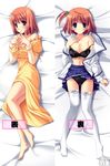  bare_shoulders barefoot bra breasts cleavage da_capo da_capo_ii dakimakura large_breasts lingerie lying multiple_views nightgown open_clothes open_shirt panties school_uniform shirt short_hair thighhighs tsukishima_koko underwear undressing watermark yaegashi_nan 