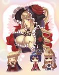  ar_tonelico ar_tonelico_ii bad_id bad_pixiv_id blonde_hair blush breasts chroche_latel_pastalie cleavage dress flower hat large_breasts long_hair luca_truelywaath multiple_girls original purple_eyes reisha_truelywaath rose terumii 