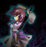  artist_request blood blue_eyes hatchet higurashi_no_naku_koro_ni nose_hatchet ryuuguu_rena solo weapon 