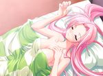  bare_shoulders bed blush breasts bukatsu_kikaku game_cg kakedori_tsubasa large_breasts lying misakura_nankotsu pink_hair solo 
