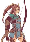  animal_ears armor blue_eyes bow_(weapon) branch_(blackrabbits) brown_hair cat_ears cat_tail final_fantasy final_fantasy_xi mithra no_panties perih_vashai ponytail ranger solo tail weapon 