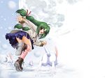  asuka_pyon bunny green_hair hiyorigawa_asahi long_hair moon red_eyes skirt snow_(game) solo twintails wallpaper 